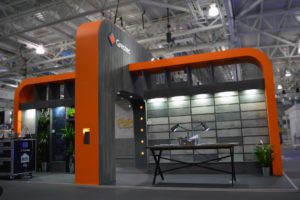 Gretec Stand in orange with lighting