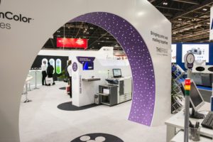 Feature illuminated archway within large custom exhibition stand
